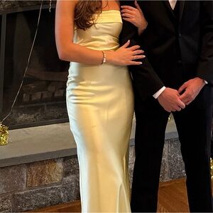 Altar'd State Strapless Satin Yellow Dress